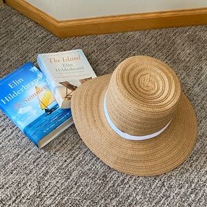 Shade & Shore Natural Straw Sun Hat with White Band